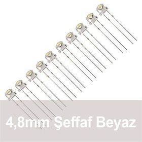 Robocombo 10 Adet 4.8 mm Şeffaf Beyaz Mantar Led