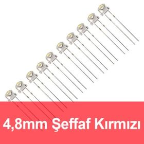 Robocombo 10 Adet 4.8 mm Şeffaf Kırmızı Mantar Led
