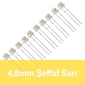 Robocombo 10 Adet 4.8 mm Şeffaf Sarı Mantar Led
