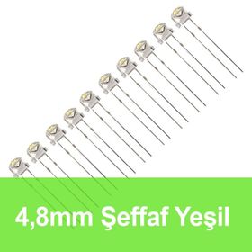 Robocombo 10 Adet 4.8 mm Şeffaf Yeşil Mantar Led