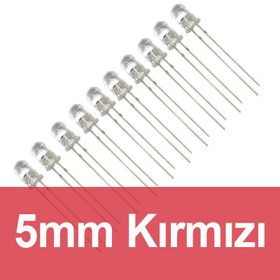 Robocombo 10 Adet 5 mm Şeffaf Kırmızı Diyot Led