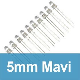 Robocombo 10 Adet 5 mm Şeffaf Mavi Diyot Led