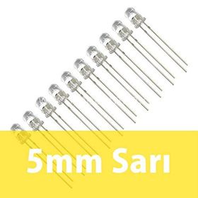 Robocombo 10 Adet 5 mm Şeffaf Sarı Diyot Led