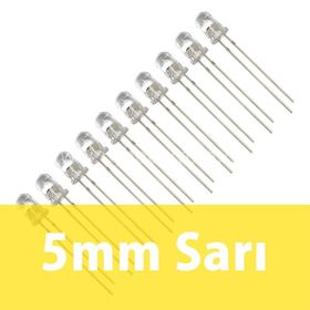 Robocombo 10 Adet 5 mm Şeffaf Sarı Diyot Led