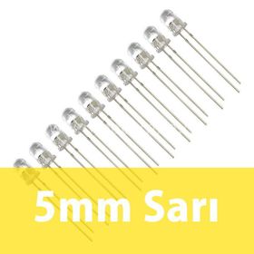 Robocombo 10 Adet 5 mm Şeffaf Sarı Diyot Led