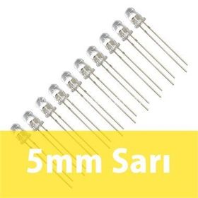 Robocombo 10 Adet 5 mm Şeffaf Sarı Diyot Led