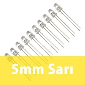 Robocombo 10 Adet 5 mm Şeffaf Sarı Diyot Led