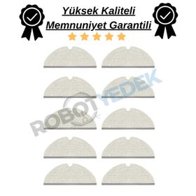 Roborock S6 MaxV Uyumlu 10 Adet Tam Yüzey Mikrofiber Kalın Mop