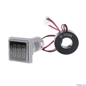 Robot Diyarı AC 60-500V 0-100A Kırmızı 22 mm Kare Dijital Voltmetre Ampermetre
