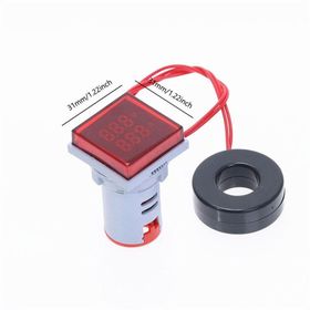 Robot Diyarı AC 60-500V 0-100A Kırmızı 22 mm Kare Dijital Voltmetre Ampermetre