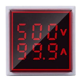 Robot Diyarı AC 60-500V 0-100A Kırmızı 22 mm Kare Dijital Voltmetre Ampermetre