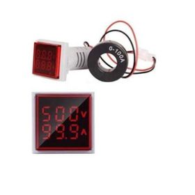 Robot Diyarı AC 60-500V 0-100A Kırmızı 22 mm Kare Dijital Voltmetre Ampermetre