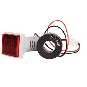 Robot Diyarı AC 60-500V 0-100A Kırmızı 22 mm Kare Dijital Voltmetre Ampermetre