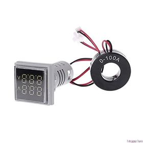 Robot Diyarı AC 60-500V 0-100A Kırmızı 22 mm Kare Dijital Voltmetre Ampermetre