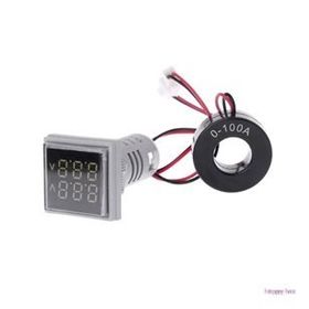 Robot Diyarı AC 60-500V 0-100A Kırmızı 22 mm Kare Dijital Voltmetre Ampermetre