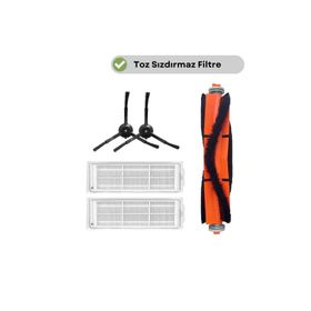 Robotyedek Xiaomi Mop 2 Pro Siyah Uyumlu 5 Parça Set Yedek Fırça Filtre