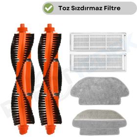 Robotyedek Xiaomi Mop Pro Styj02ym Siyah Uyumlu 6 Parça Set Yedek Fırça Hepa Filtre Mop