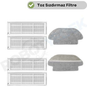 Robotyedek Xiaomi Mop Pro Styj02ym Siyah Uyumlu 6 Parça Yedek Hepa Filtre ve Mop