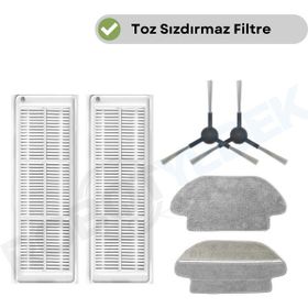 Robotyedek Xiaomi Mop Pro Styj02ym Siyah Uyumlu 6 Parça Yedek Hepa Filtre Yan Fırça Mop