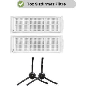 Robotyedek Xiaomi Robot Vacuum Mop Pro Uyumlu 2 Adet Yan Fırça + 2 Adet Hepa Filtre