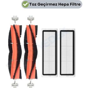 Robotyedek Xiaomi Vacuum Mop 2 Ultra Uyumlu 4 Parça Yedek Ana Fırça ve Hepa Filtre
