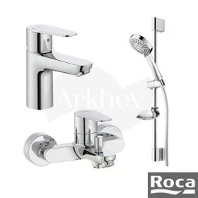 Roca A5D054FC0K Victoria Plus Lavabo + Banyo Bataryası ve Stella Sürgülü Duş Takımı Seti