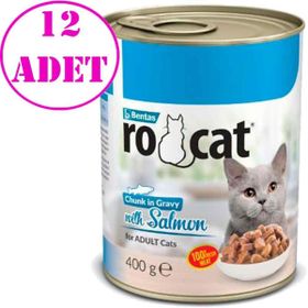 Rocat 12x400 gr Somonlu Yetişkin Konserve Kedi Maması