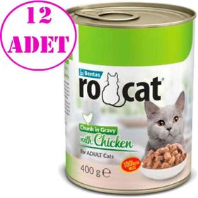 Rocat 12x400 gr Tavuklu Yetişkin Konserve Kedi Maması
