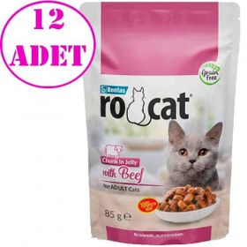 Rocat Biftekli 12x85 gr Yaş Kedi Maması