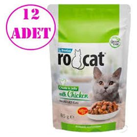 Rocat Tavuklu Yetişkin Kediler 12x85 gr Yaş Mama
