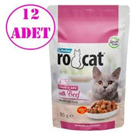 Rocat Yetişkin Kedi Biftekli 12x85 gr Yaş Mama