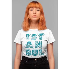 Rock & Roll 1M1BW063AB İstanbul Harfler Beyaz Kısa Kollu Kadın T-Shirt