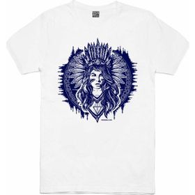 Rock & Roll 1M1BW153FB Kızılderili Kız Beyaz Kısa Kollu Kadın T-Shirt