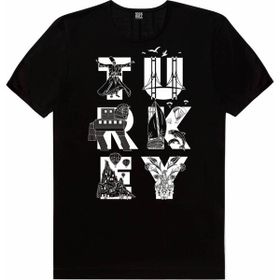 Rock & Roll 1M1BW162FS Türkiye Harfler Siyah Kısa Kollu Kadın T-Shirt