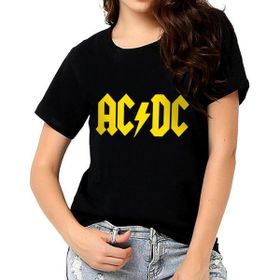 Rock & Roll Acdc Logo Kısa Kollu Siyah Kadın T-shirt