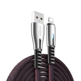Rock Space M2 ZN-Alloy 120 cm Lightning Siyah Hızlı Şarj ve Data Kablosu