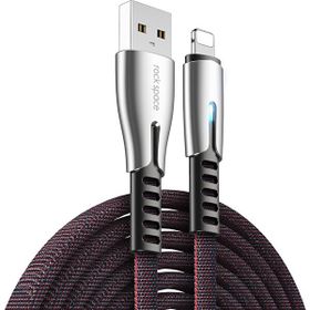 Rock Space M2 ZN-Alloy 120 cm Lightning Siyah Hızlı Şarj ve Data Kablosu