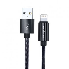 Rock Space R11 1 mt 2.4A Siyah Lightning Şarj ve Data Aktarım Kablosu