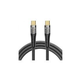 Rock Z21 100 W Type-C to Type-C PD 6 A 1.2 m Siyah Altın Uçlu Örgü Şarj ve Data Kablosu