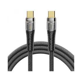 Rock Z21 100 W Type-C to Type-C PD 6 A 1.2 m Siyah Altın Uçlu Örgü Şarj ve Data Kablosu