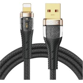 Rock Z21 12 W Lightning 2.4 A 1.2 m Siyah Altın Uçlu Örgü Şarj ve Data Kablosu