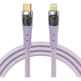 Rock Z21 33 W Type-C to Lightning PD 3 A 1.2 m Mor Altın Uçlu Örgü Şarj ve Data Kablosu
