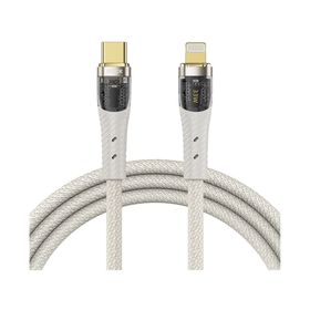 Rock Z21 33W Type-C to Lightning PD 3 A 1.2 m Bej Altın Uçlu Örgü Şarj ve Data Kablosu