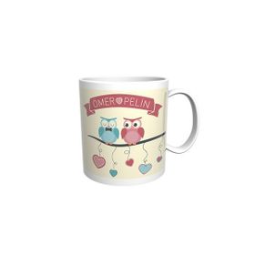 Rock'n Fox Baykuş Tasarımlı İsme Kişiye Özel Kupa Bardak