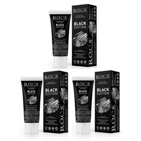 Rocs 3x60 ml Black Edition Kömürle Beyazlatıcı Diş Macunu