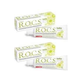 ROCS Baby Florürsüz Yutulabilir Papatya Özlü 35 ml 2 Adet 0-3 Yaş Diş Macunu