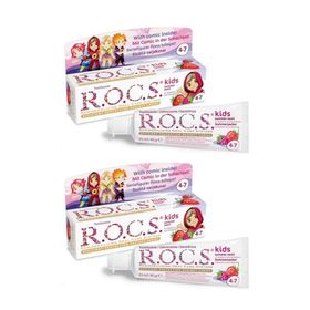 Rocs Kids 4-7 Yaş Ahududu Çilek Yaz Esintisi 2x35 ml Diş Macunu
