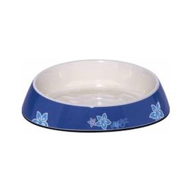 Rogz 200 ml Mavi Catz Bowlz Fishcake Çiçek Desenli Plastik Kedi Mama ve Su Kabı
