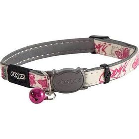 Rogz Catz GlowCat Halsband Pembe Kelebek Desenli Çıngıraklı 1.1x20-31 cm Small Kedi Boyun Tasması