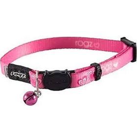 Rogz Catz KiddyCat Halsband Kalp Desenli Dokuma Pembe 1.1x20-31 cm Small Kedi Boyun Tasması